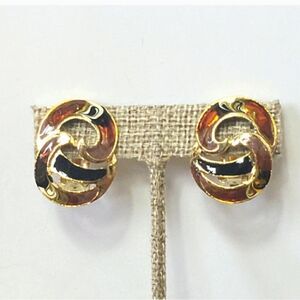 VINTAGE ENAMEL SWIRL Clip-On Earrings